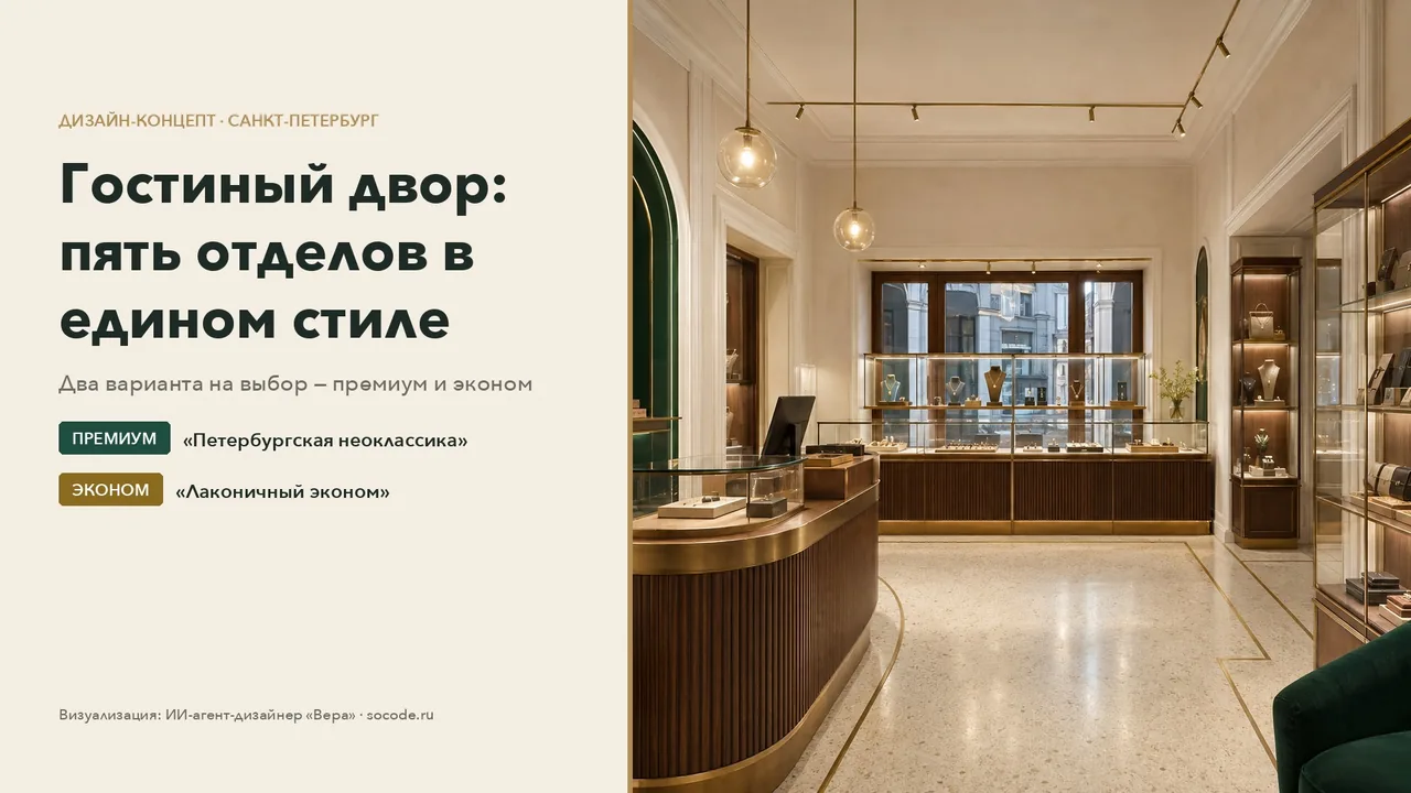 Title slide of the Gostiny Dvor concept deck