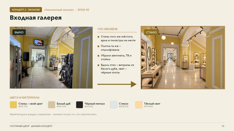 Zone slide: entrance gallery, budget option