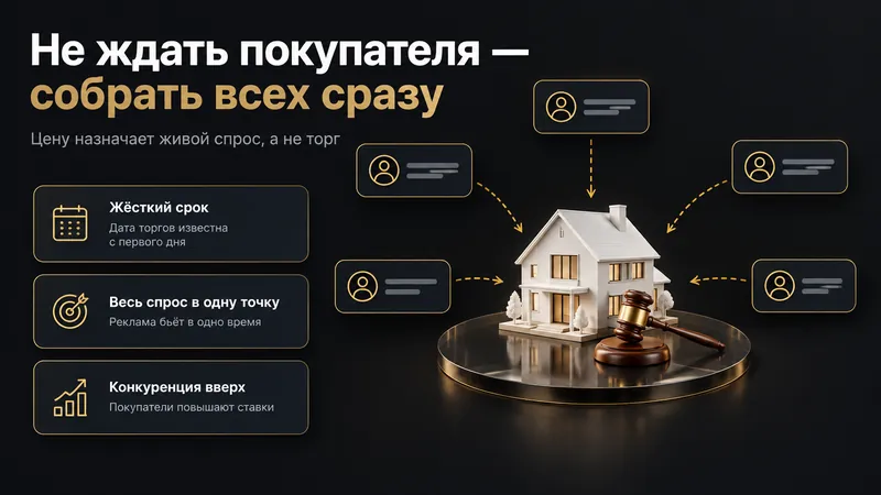Слайд презентации об аукционной продаже недвижимости